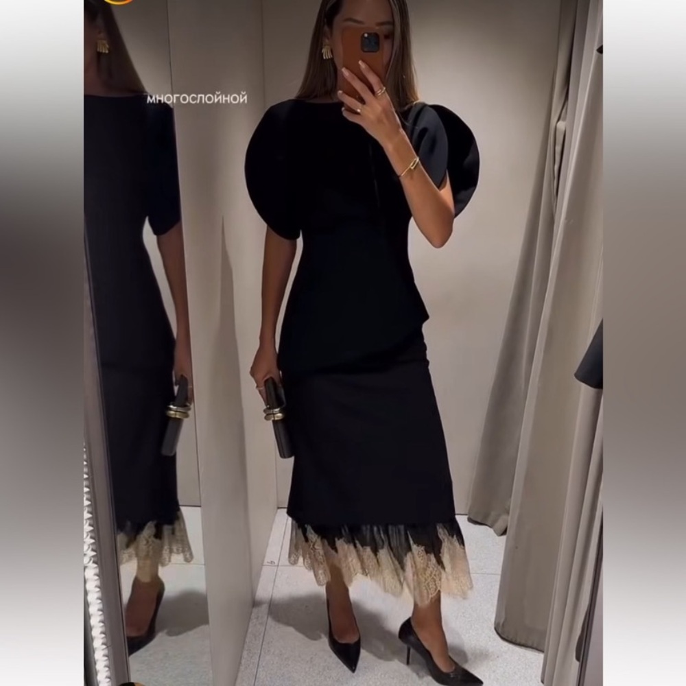 ZARA Combined Lace Skirt ZW Collection - Picture 4 of 15